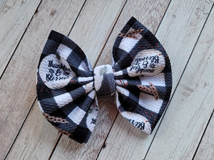 Thankful & Blessed Plaid Fabric Bow