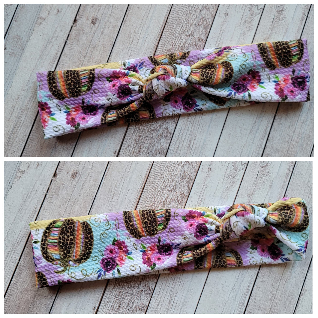 Pumpkins Serape and Cheetah Mama Skinny Knot Headband