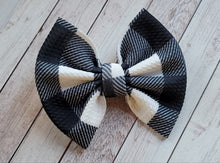 Load image into Gallery viewer, Buffalo Check B&amp;W Fabric Bow
