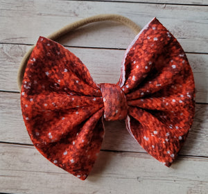 Faux Red Glitter Fabric Bow