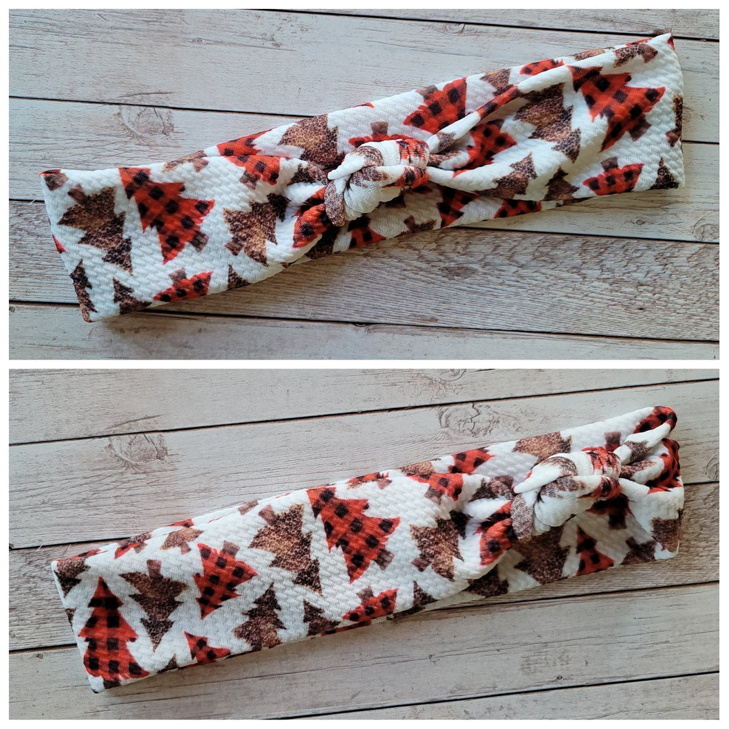 Christmas Trees Cheetah and Plaid Mama Skinny Knot Headband