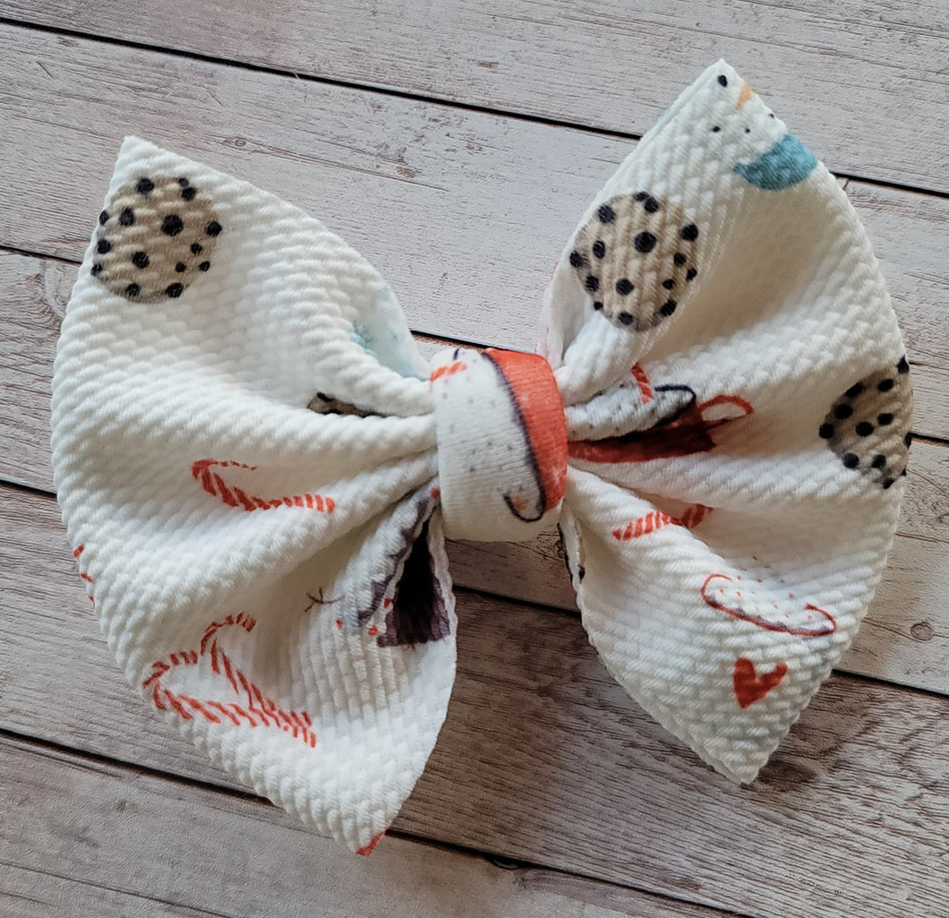 Hot Cocoa and Cookies Fabric Bow