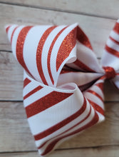 Load image into Gallery viewer, Glitter Candy Cane JUMBO bow
