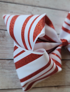 Glitter Candy Cane JUMBO bow