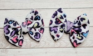 Colorful Hearts Piggies Fabric Bows