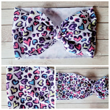 Load image into Gallery viewer, Colorful Hearts Bow Headwrap
