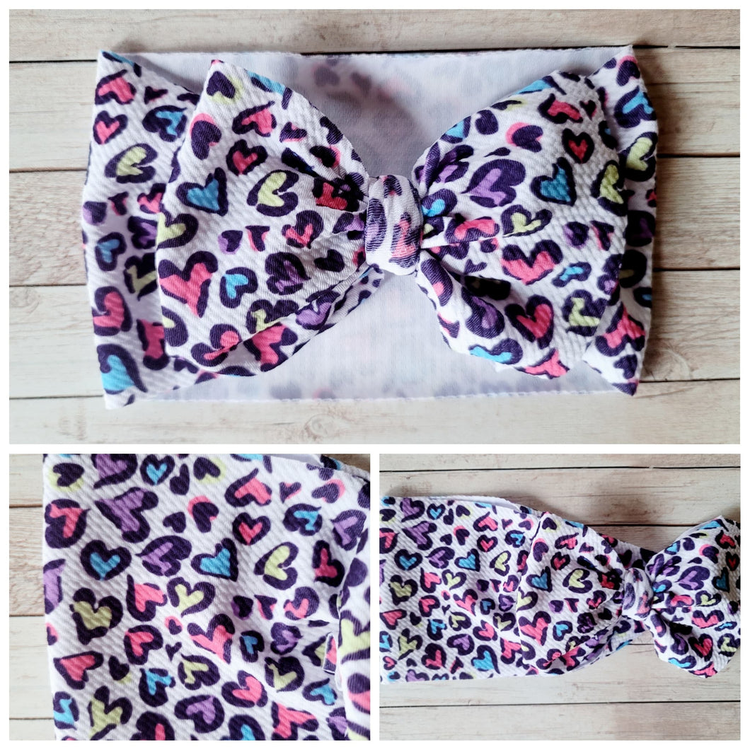 Colorful Hearts Bow Headwrap