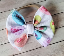 Load image into Gallery viewer, Conversation Hearts Fabric Bow
