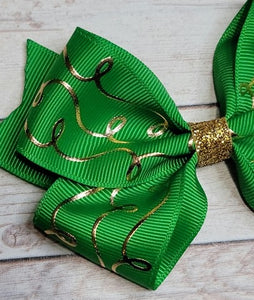 Green and Gold Foil Pattern Bow