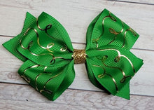 Load image into Gallery viewer, Green and Gold Foil Pattern Bow
