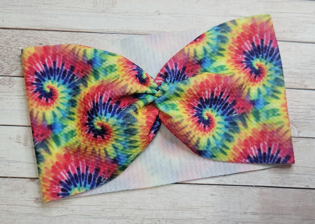 Rainbow Swirl Tie Dye Mama Wide Headband