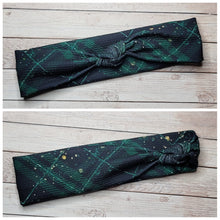 Load image into Gallery viewer, St. Paddy&#39;s Green And Black Plaid Mama Skinny Knot Headband
