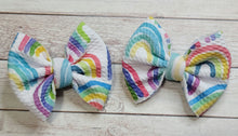 Load image into Gallery viewer, Simple Rainbows Piggies Fabric Bows
