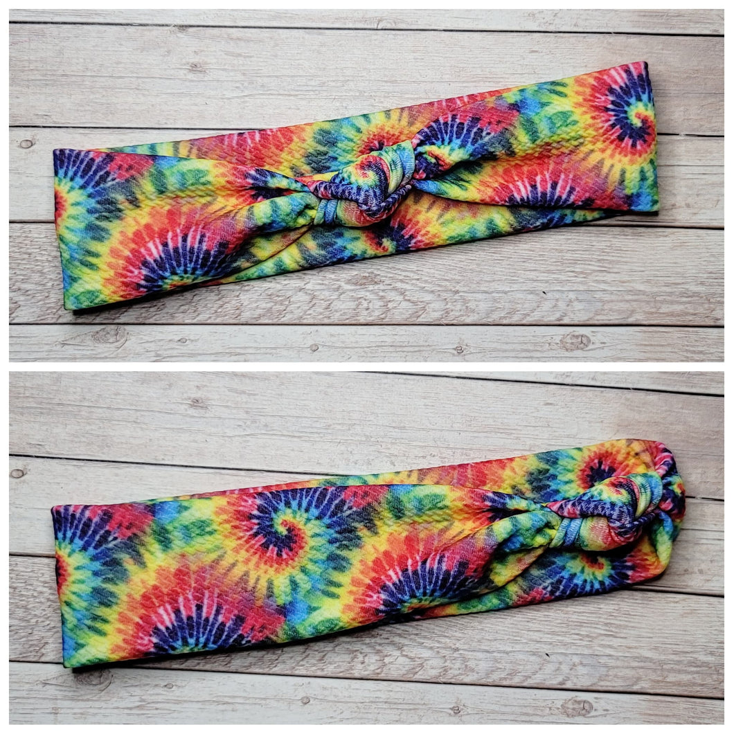 Rainbow Swirl Tie Dye Mama Skinny Knot Headband