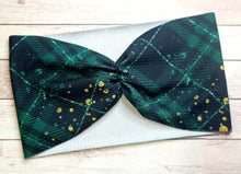 Load image into Gallery viewer, St. Paddy&#39;s Green And Black Plaid Mama Wide Headband
