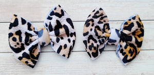 Brown Leopard Piggies Fabric Bows