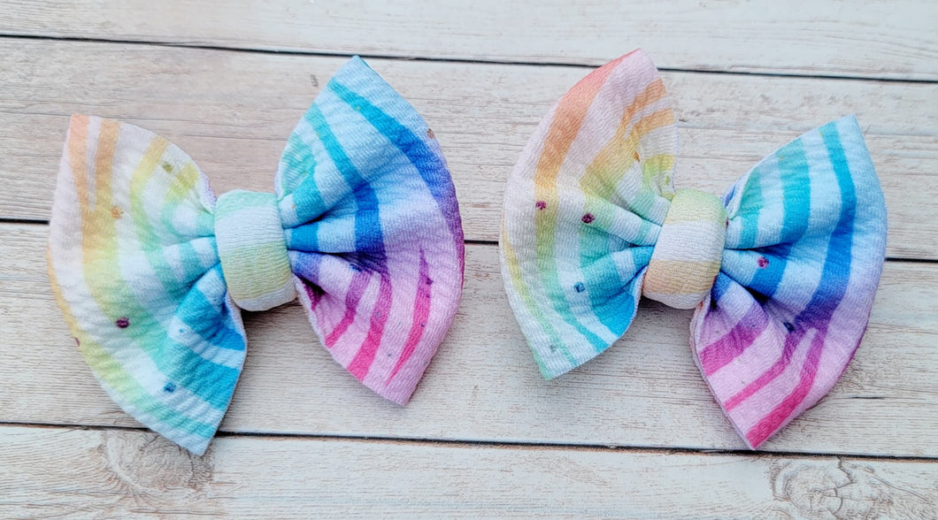 Neon Zebra Rainbow Piggies Fabric Bows