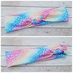 Neon Cheetah Rainbow Mama Skinny Knot Headband