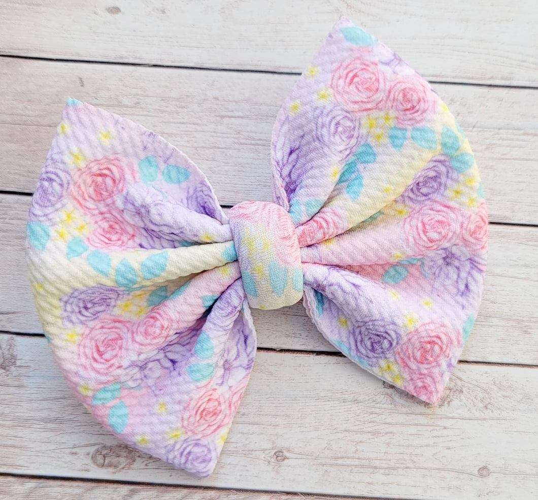Ombre Roses Fabric Bow