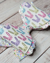 Load image into Gallery viewer, Bunny Faces Glitter Layered Coco Leatherette Bow
