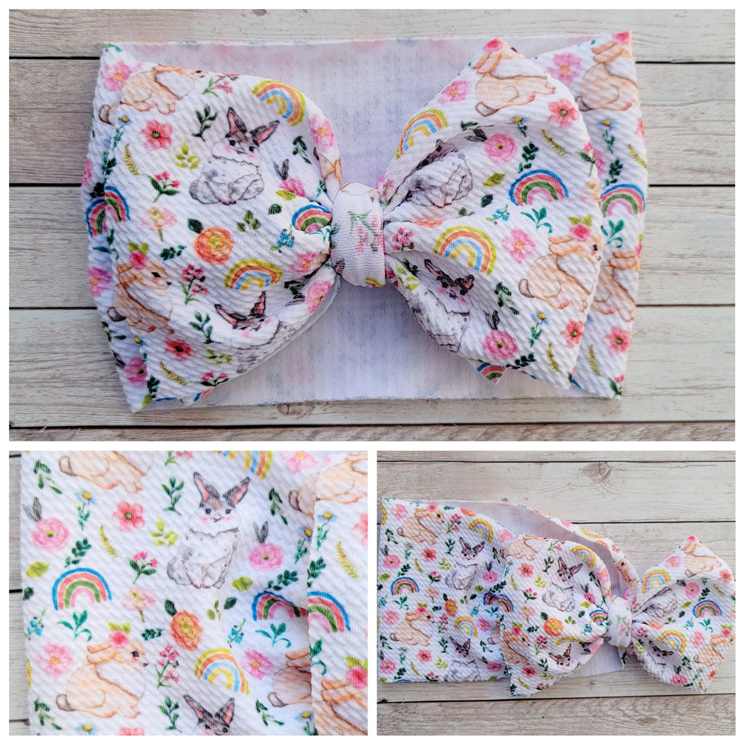 Rainbow Bunnies Bow Headwrap