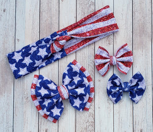 Stars And Stripes Double Fabric Bow