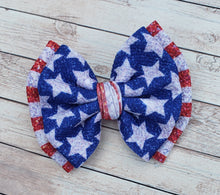 Load image into Gallery viewer, Stars And Stripes Double Fabric Bow
