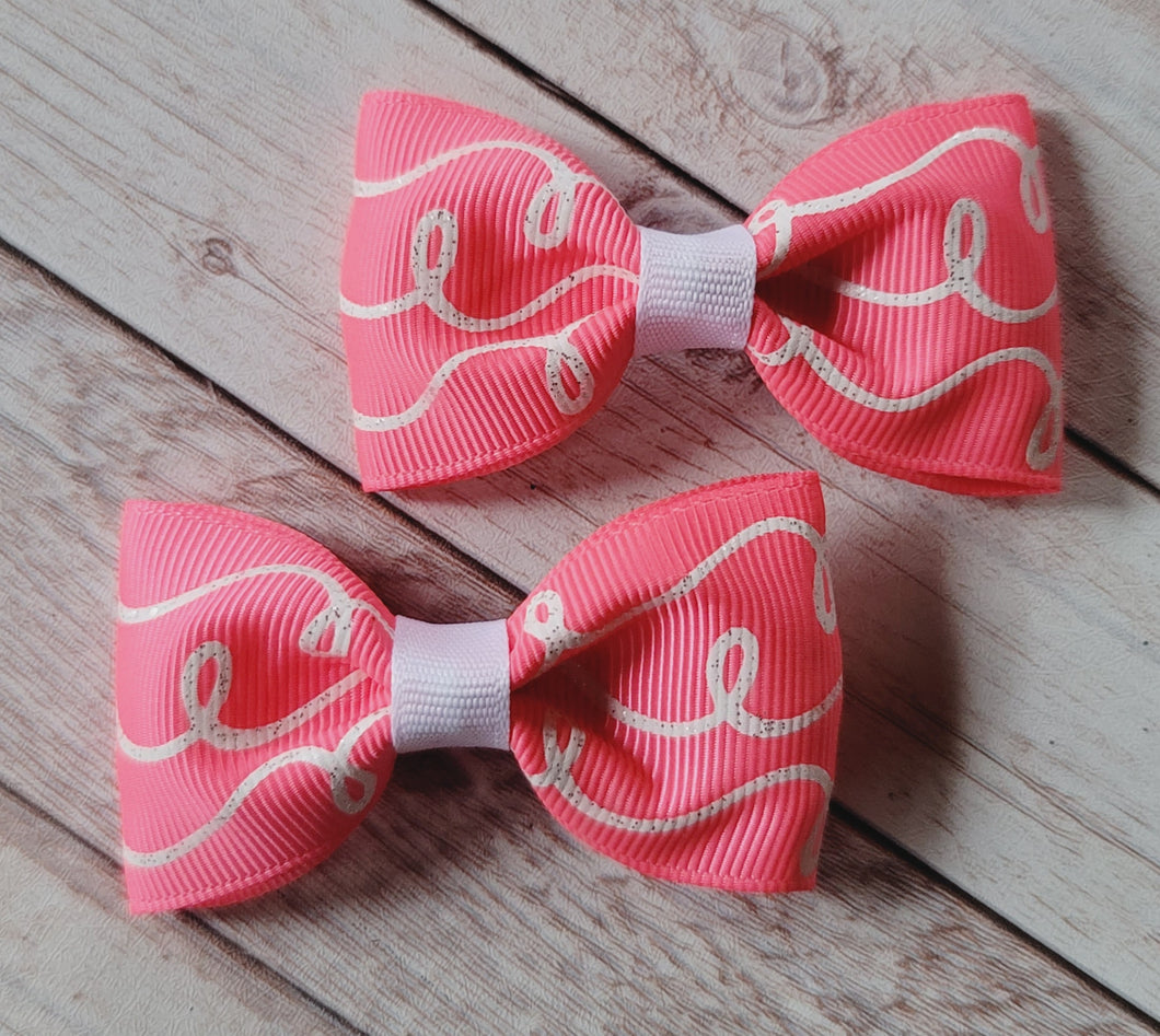 Neon Pink and White Glitter Doodles Piggies Set