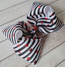 Load image into Gallery viewer, Red Foil B/W Stripes JUMBO bow
