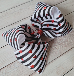 Red Foil B/W Stripes JUMBO bow