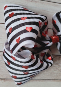 Red Foil B/W Stripes JUMBO bow