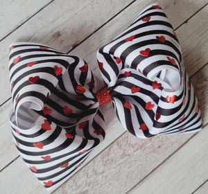 Red Foil B/W Stripes JUMBO bow