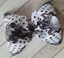 Load image into Gallery viewer, B/W Lace Polka Dots JUMBO bow
