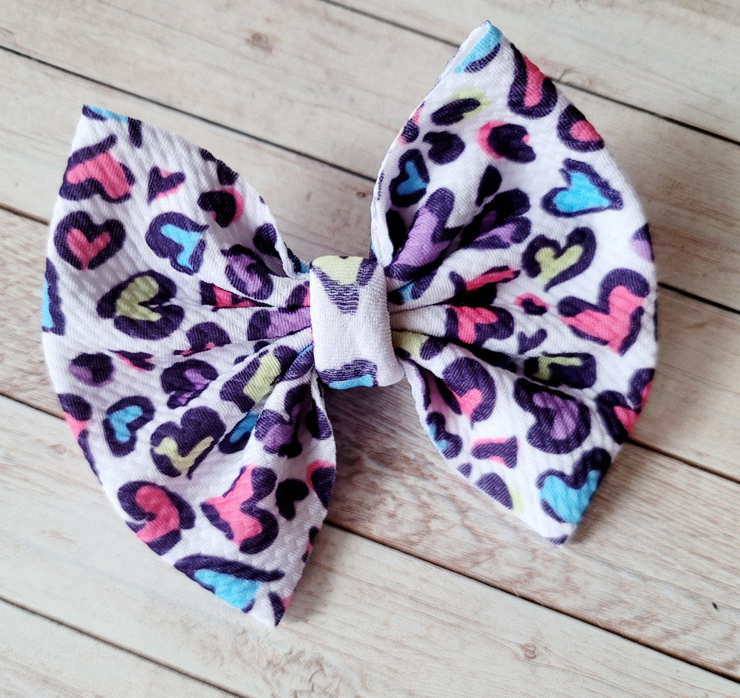 Colorful Hearts Fabric Bow