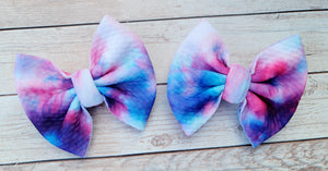 Cotton Candy Tie Dye Piggies Fabric Bows