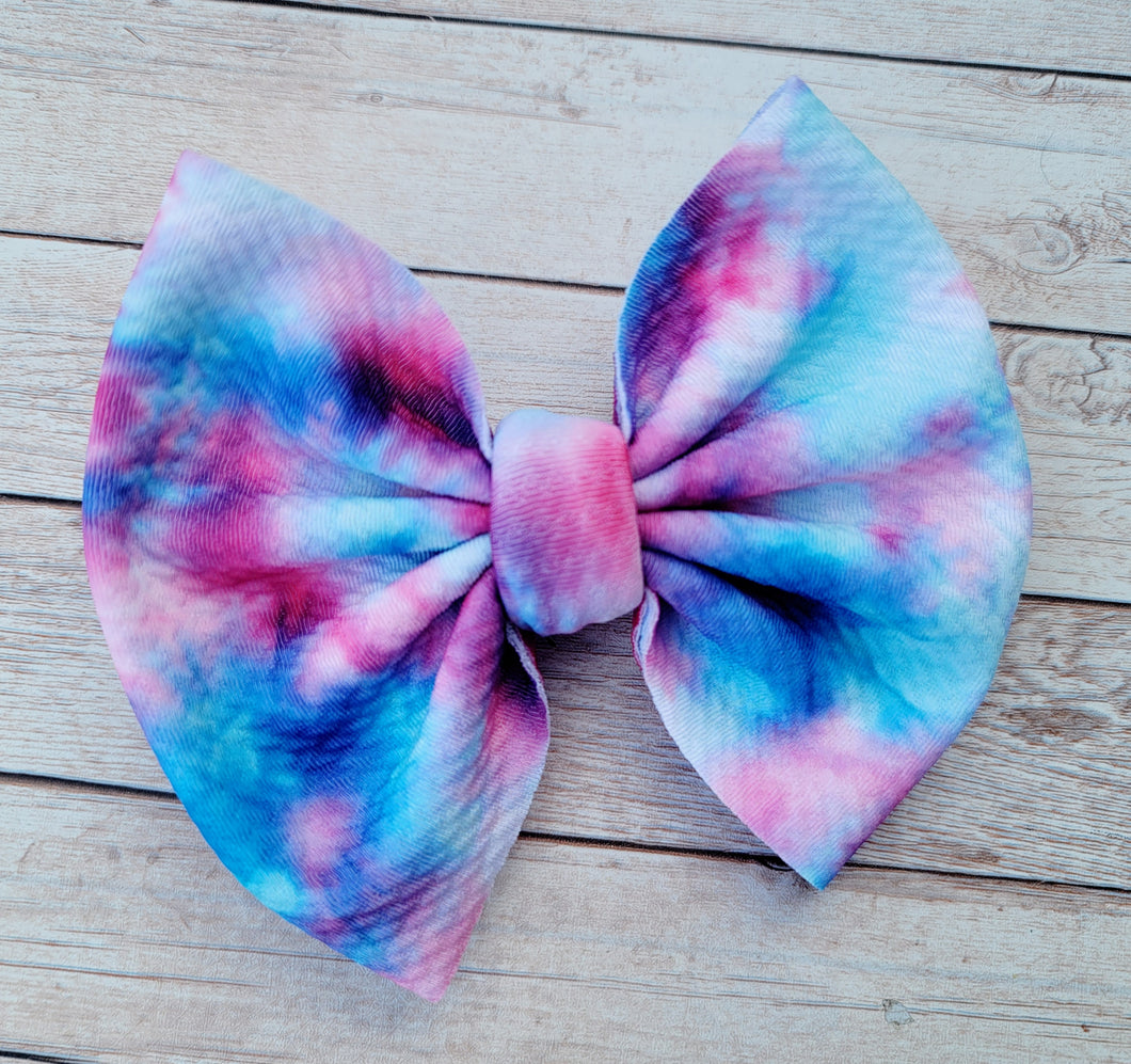 Cotton Candy Tie Dye Fabric Bow