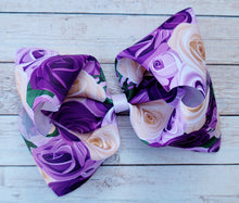 Load image into Gallery viewer, Purple Roses JUMBO bow
