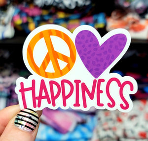 Peace Love Happiness Vinyl Sticker