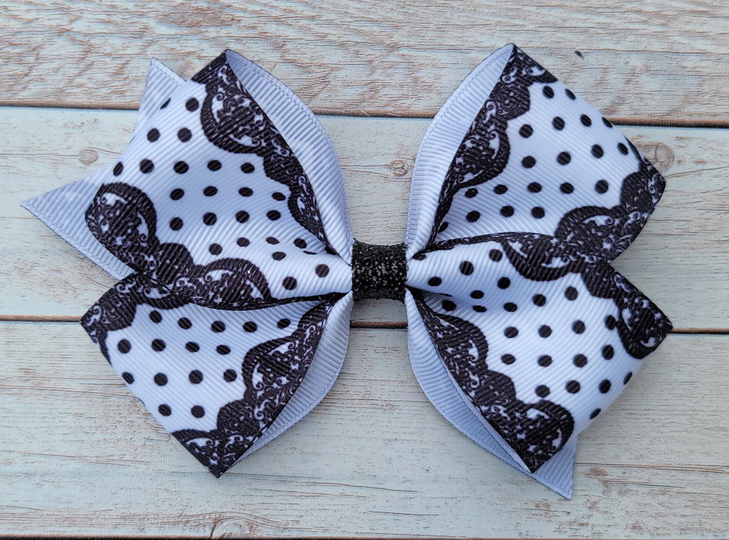 B/W Polka Dots Pattern Bow