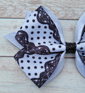 B/W Polka Dots Pattern Bow