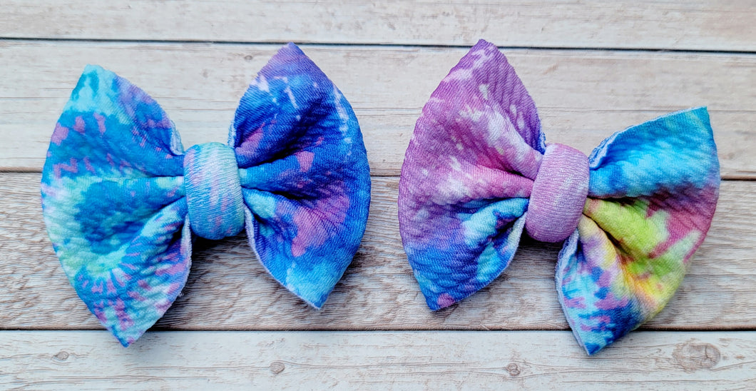 Ocean Tie Dye Piggies Fabric Bows
