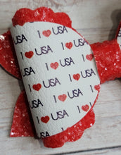 Load image into Gallery viewer, I Love USA Glitter Layered Coco Leatherette Bow
