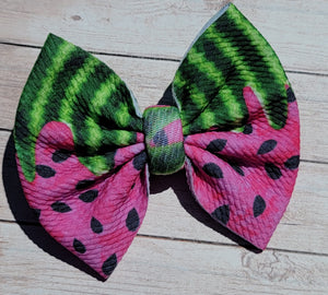 Drippy Watermelon Fabric Bow