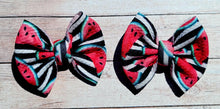 Load image into Gallery viewer, Watermelon Stripes Piggies Fabric Bows

