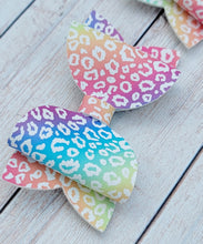 Load image into Gallery viewer, Neon Cheetah Layered Leatherette Piggies Bow
