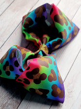 Load image into Gallery viewer, Rainbow Cheetah Glitter JUMBO bow

