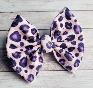 Pink And Purple Leopard Fabric Bow