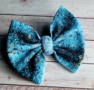 Teal Ombre Fabric Bow