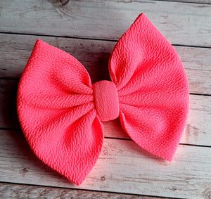 Neon Pink Fabric Bow