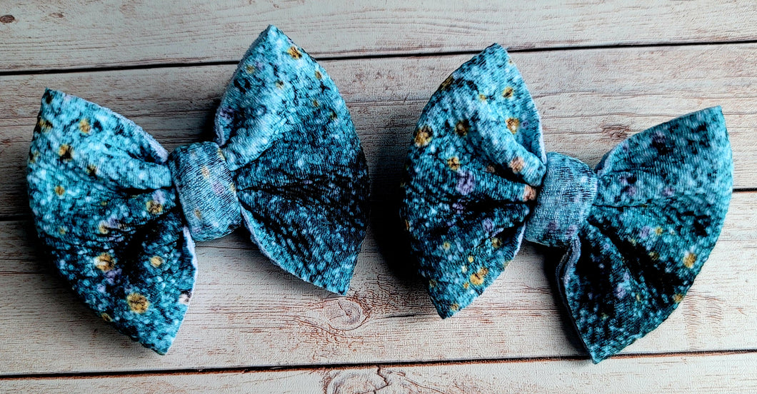 Teal Ombre Piggies Fabric Bows